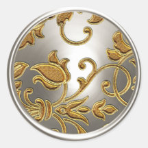 Sello para sobres Damasco de oro y plata