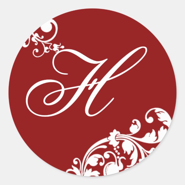 sello para sobres de 20 a 1.5" Crimson Floral blan (Anverso)