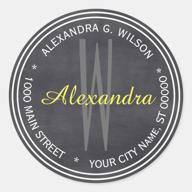 Sello para sobres de adición de monograma con nomb (Anverso)