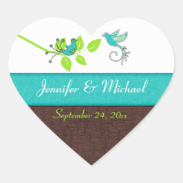 Sello para sobres de Aves Florales Turquesa Verde 