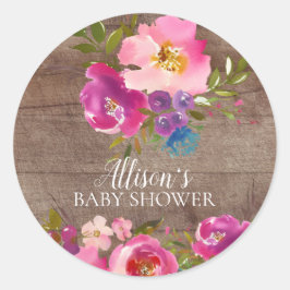 Sello para sobres de Baby Shower con flores rustic
