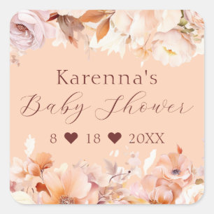 Sello para sobres de Baby Shower de caída de flore