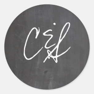 Sello para sobres de Boda azul Chalkboard