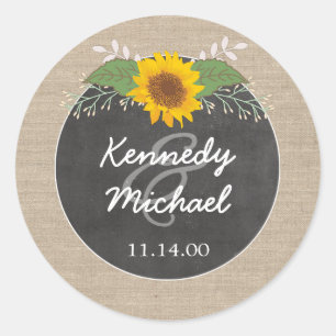 Sello para sobres de Boda de Chalkboard de girasol