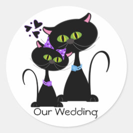 Sello para sobres de Boda de gato negro