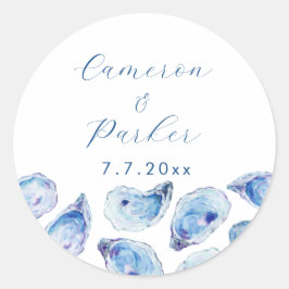 Sello para sobres de Boda Oyster Blue Watercolor