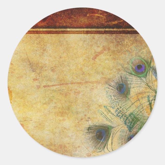 Sello para sobres de Boda Peacock Feather (Anverso)