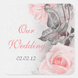 Sello para sobres de Boda rosa rosa rosa rosa rosa