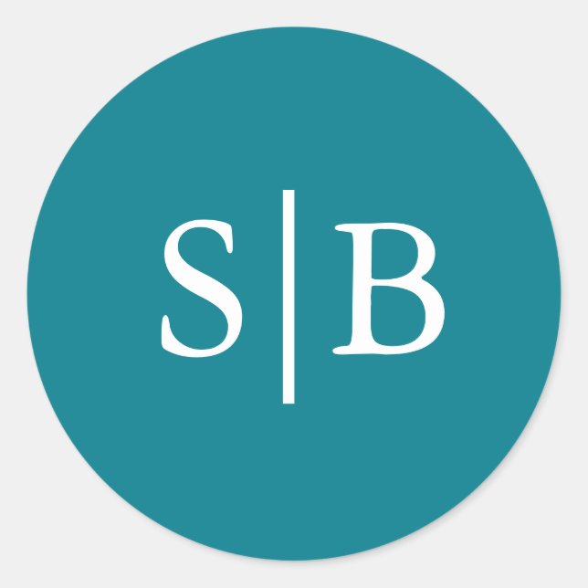 Sello para sobres de Boda Verde azulado de monogra (Anverso)