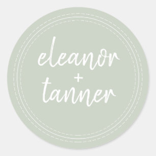 Sello para sobres de Boda verde Pastel con nombres