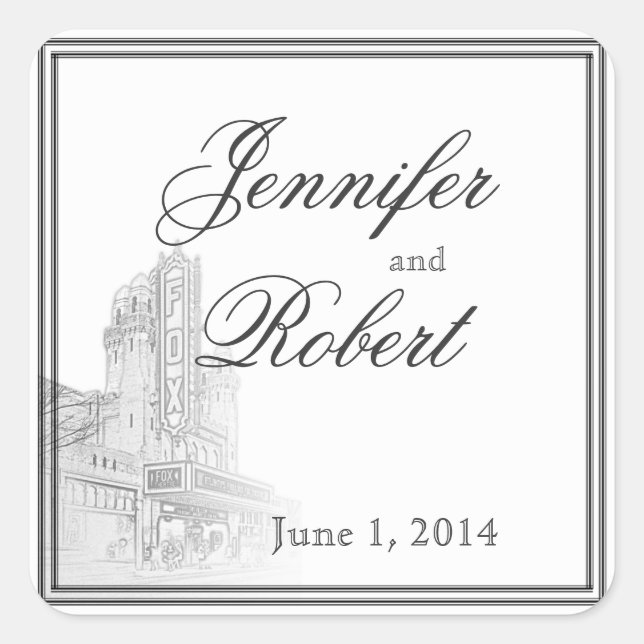 Sello para sobres de bodas de destino de Atlanta (Anverso)