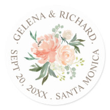 Sello para sobres de bodas de primavera floral de