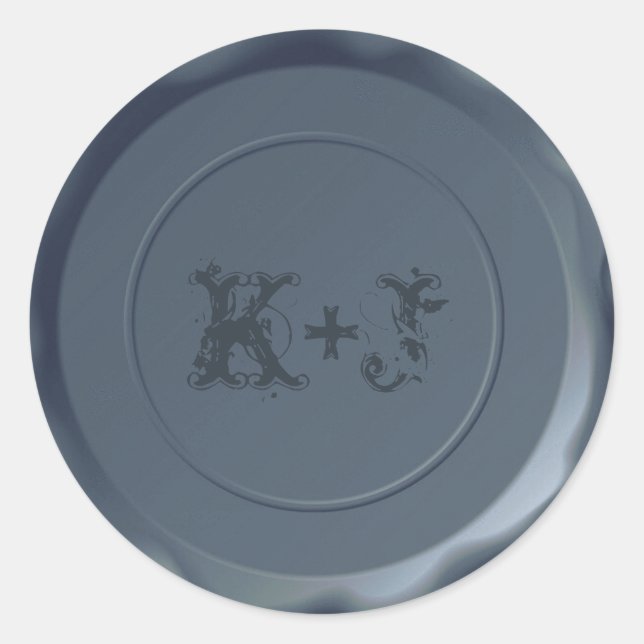 Sello para sobres de Bodas de Royal Slate Monogram (Anverso)