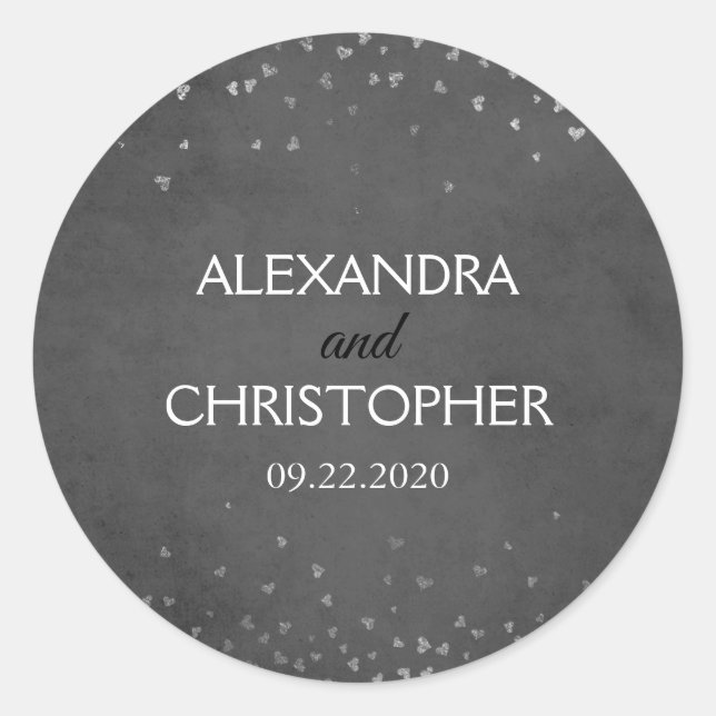 Sello para sobres de Confetti negro y Relieve meta (Anverso)