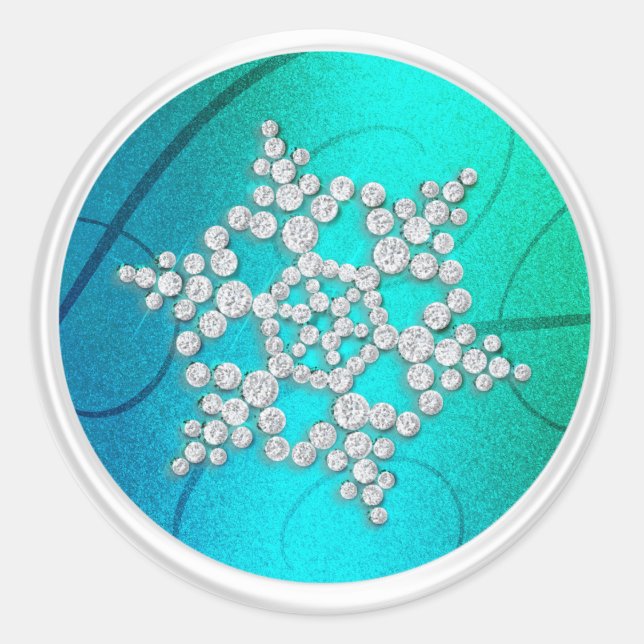 Sello para sobres de copos de nieve Blue Green Cry (Anverso)