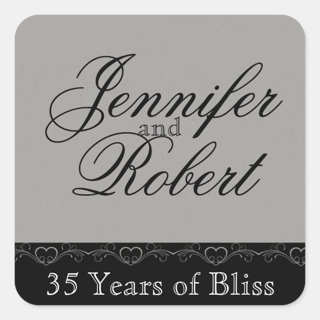 Sello para sobres de corazón plateado y negro (Anverso)