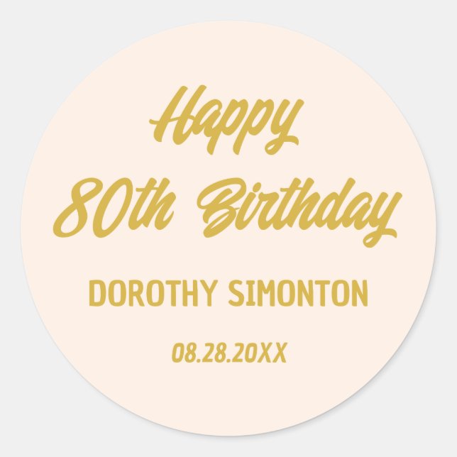 Sello para sobres de cumpleaños 80 de Reto Script (Anverso)