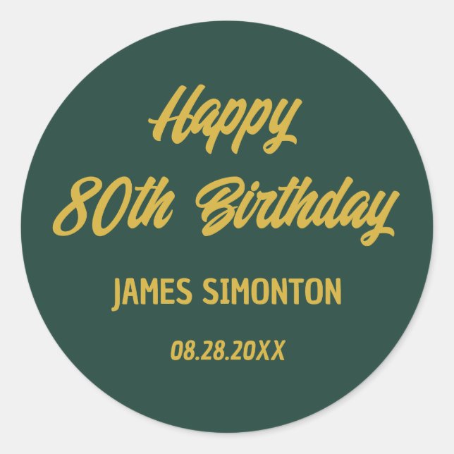 Sello para sobres de cumpleaños 80 de Reto Script (Anverso)