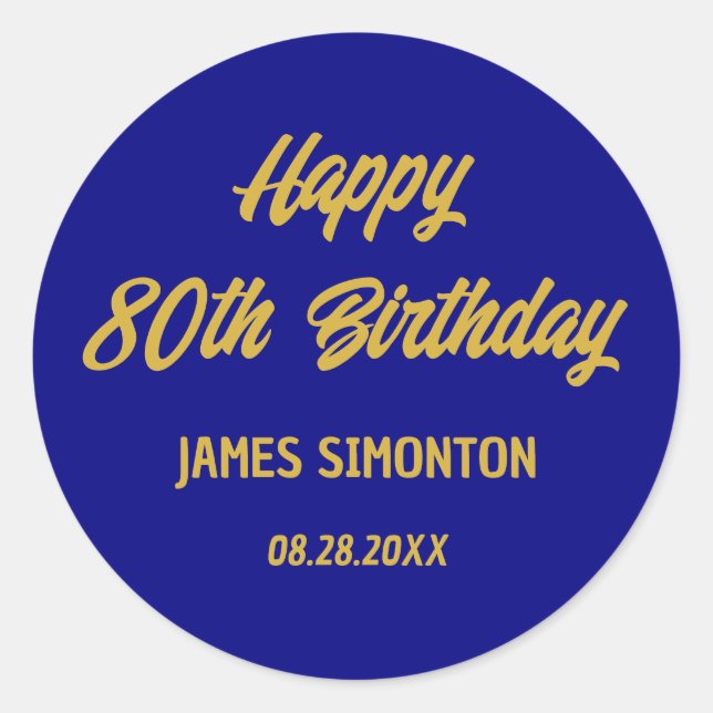 Sello para sobres de cumpleaños 80 de Reto Script (Anverso)