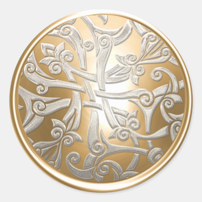 Sello para sobres de Damasco Celta dorado y platea (Anverso)