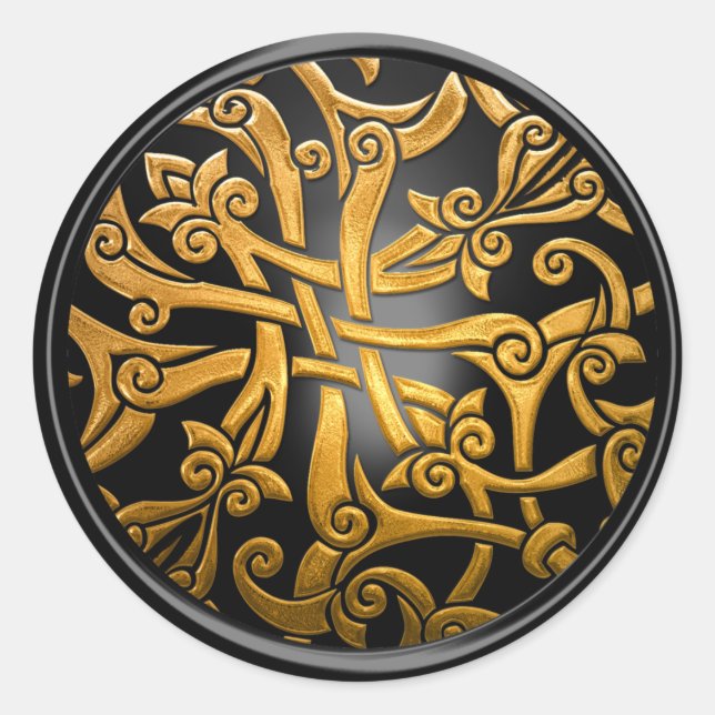 Sello para sobres de Damasco Celta Negro y Oro (Anverso)