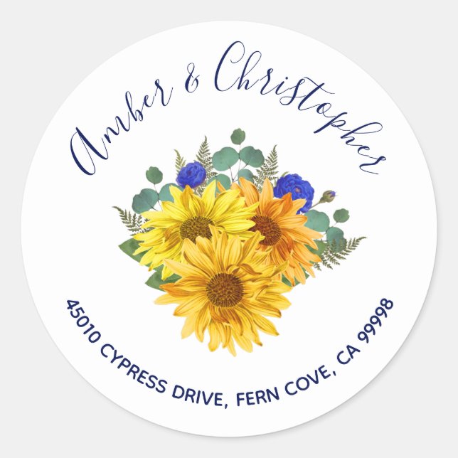 Sello para sobres de dirección de Boda de Rosas az (Anverso)