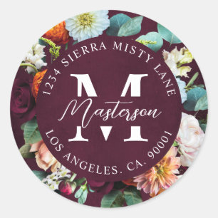 Sello para sobres de dirección de retorno floral d