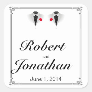 Sello para sobres de dos Bodas homosexuales tuxedo
