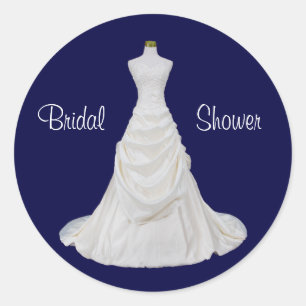Sello para sobres de ducha de novia azul y blanca