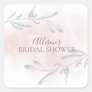 Sello para sobres de ducha de novia de color rosa