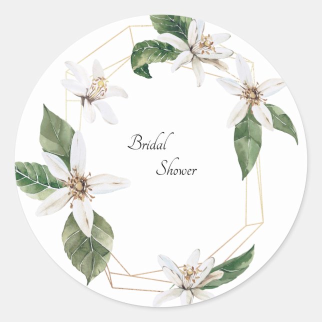 Sello para sobres de ducha de novia floral blanca (Anverso)
