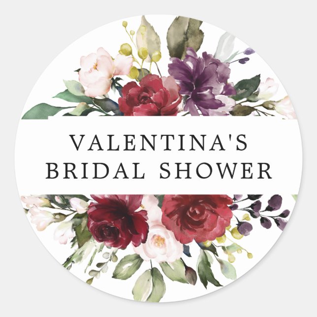 Sello para sobres de ducha de novia floral de borg (Anverso)