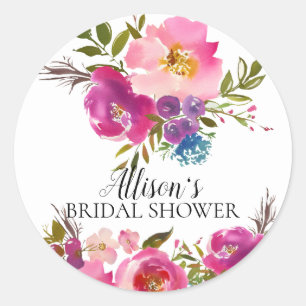 Sello para sobres de ducha de novias floral con fl