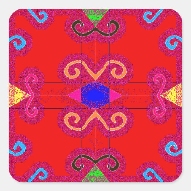 Sello para sobres de estilo geométrico rojo colori (Anverso)