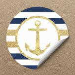Sello para sobres de franjas de la marina náutica<br><div class="desc">La Armada Náutica De Oro Enfrenta A Pegatinas Sellos para sobres.</div>