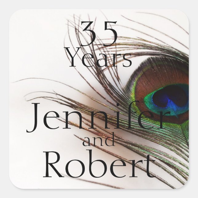 Sello para sobres de glamour de plumas de pavo rea (Anverso)