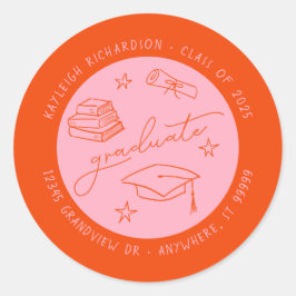 Sello para sobres de graduado con mano de Naranja 