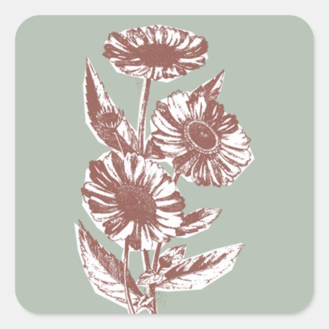 Sello para sobres de Ilustracion floral vintage -  (Anverso)