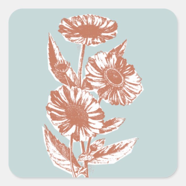 Sello para sobres de Ilustracion floral vintage -  (Anverso)