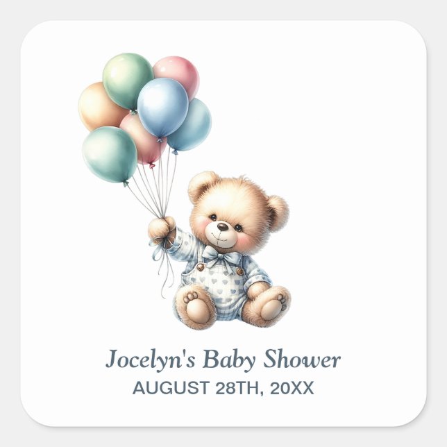Sello para sobres de invitaciones Baby Shower de T (Anverso)