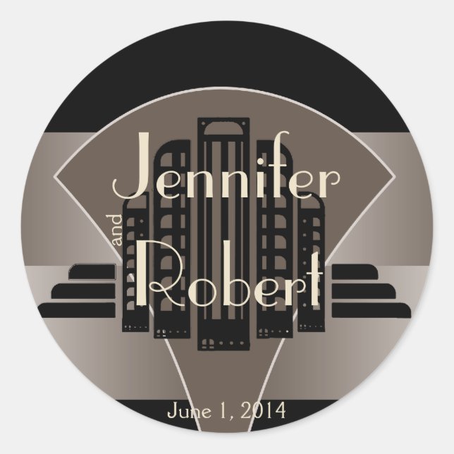 Sello para sobres de la Torre del Arte Deco Negro  (Anverso)