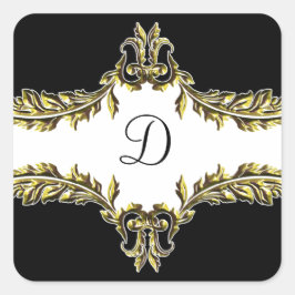 sello para sobres de monograma dorado