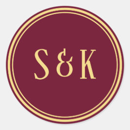 Sello para sobres de Monograma Dorado de Borgoña