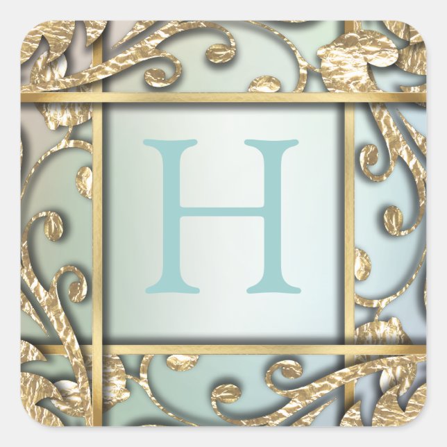 Sello para sobres de Monograma Pearl Gold Lattice (Anverso)