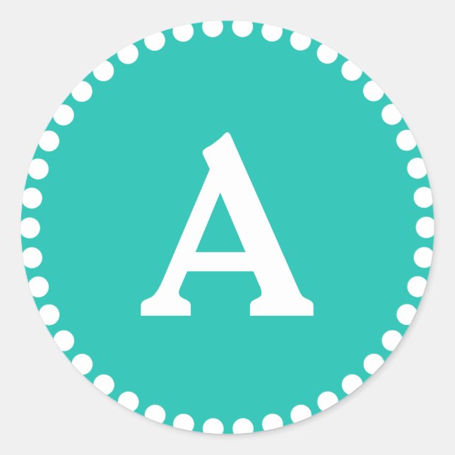 Sello para sobres de monograma personalizado verde (Anverso)