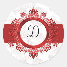 sello para sobres de monograma rojo