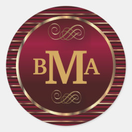 Sello para sobres de monograma rojo oscuro y oro