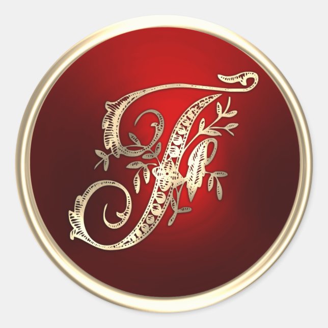 Sello para sobres de oro y monograma F rojo (Anverso)