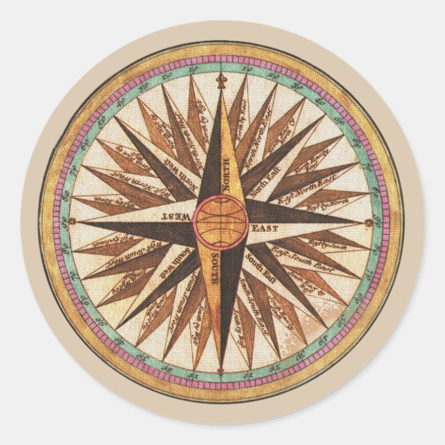 Sello para sobres de Pegatina de brújula náutica v (Anverso)