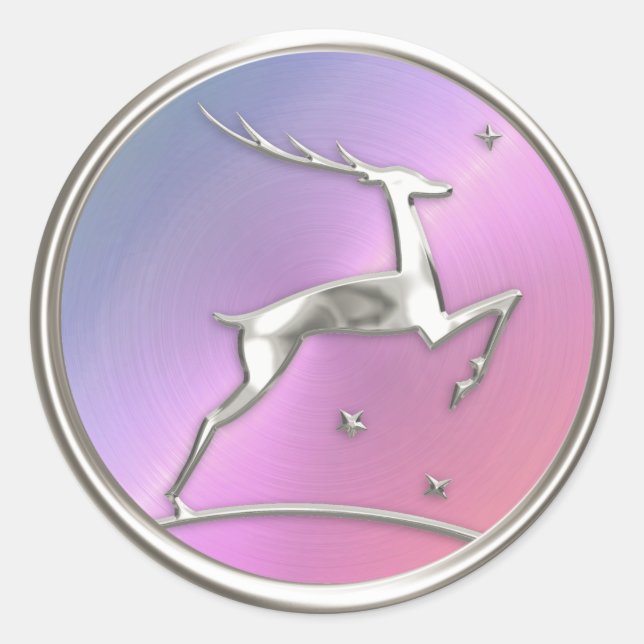 Sello para sobres de renos de perla rosada de plat (Anverso)